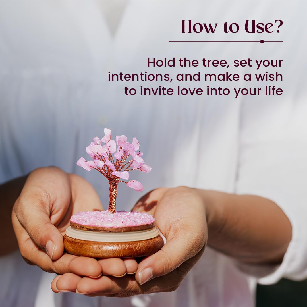 Astrotalk Rose Quartz Dome Crystal Tree | Nurture Connection & Inner Peace | Feng Shui Items for Good Luck | Home Decor for Living Room & Office | Housewarming Gifts | Aesthetic Home Decor Items