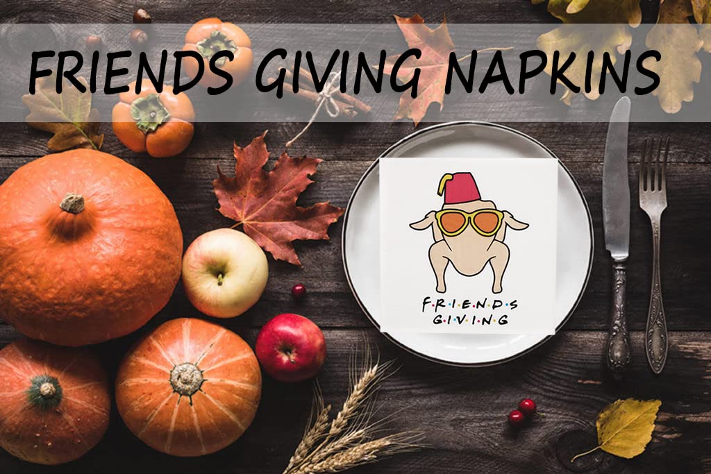 Friendsgiving Napkins, Thanksgiving Napkins, Happy Friendsgiving Party Decorations, Fall Thanksgiving Decorations, 5 X 5 Inch, 5