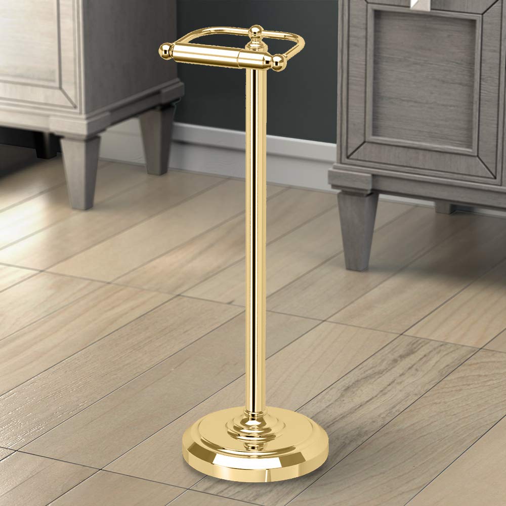 Gatco 1436 Pedestal Toilet Paper Holder, Polished Brass