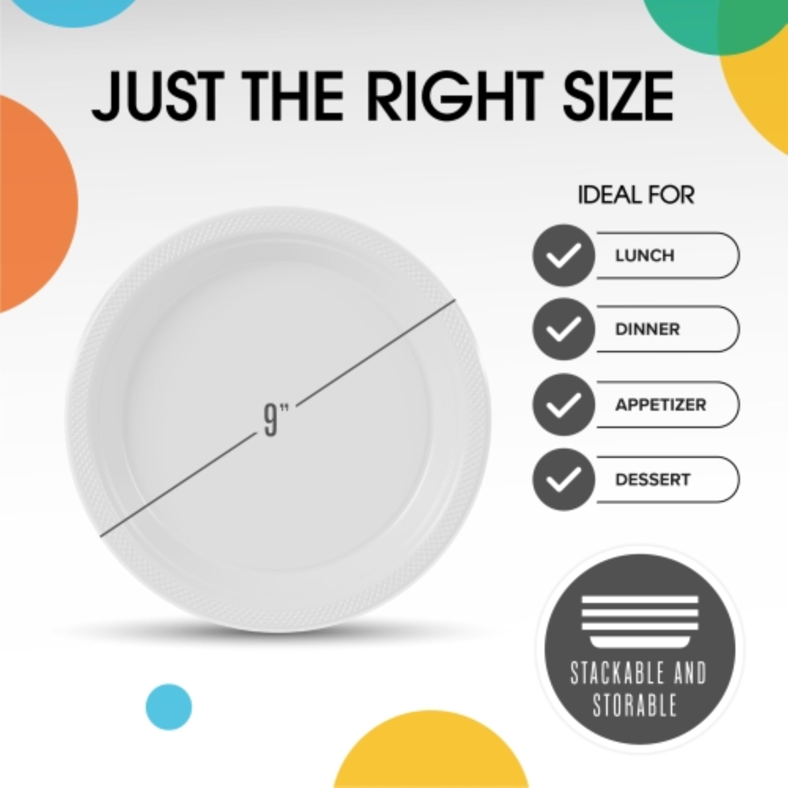 Exquisite White Plastic Plates For Party 9 White Disposable Plates For Party Supplies 100 Pcs Disposable Dinner Plate Heavy Du