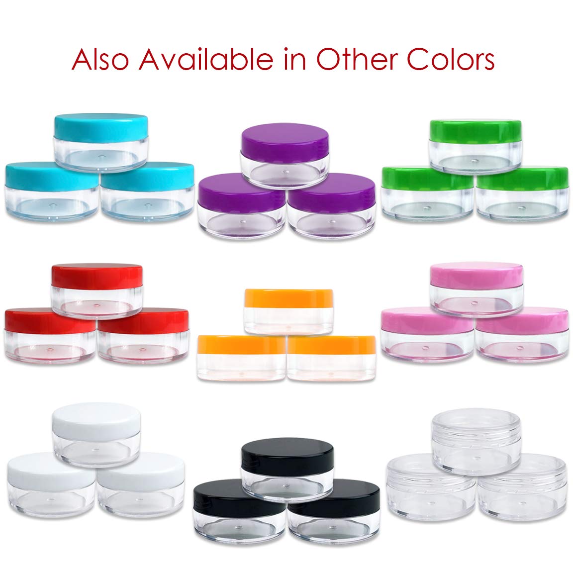 (Quantity: 100 Pieces) Beauticom 10G/10ML Clear Lid Plastic Cosmetic Lip Balm Lip Gloss Cream Lotion Eyeshadow Container Jars