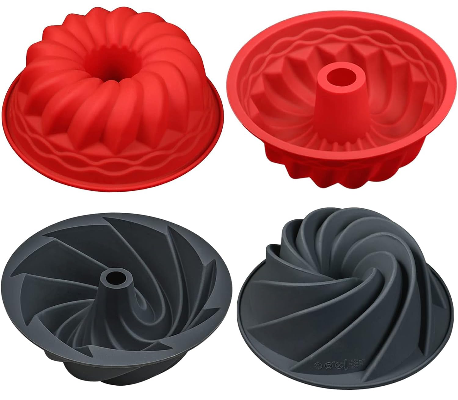 Webake Fluted Tube Cake Pan Silicone 6 Inch Small Bunt Cake Molds Nonstick Round Cake Pans For Baking Pack Of 4