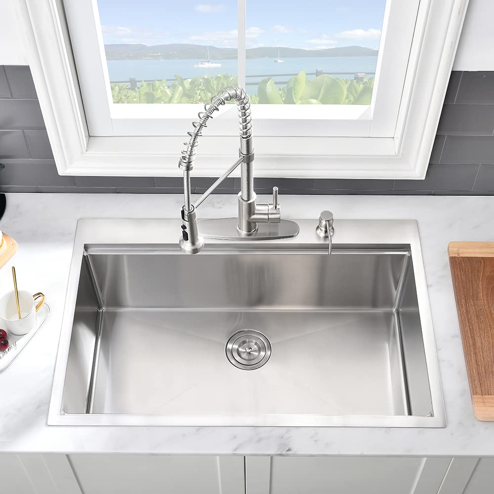 32 Inch Drop In Kitchen Sink Workstation-Vasoyo 32X22 Kitchen Sink Drop In Topmount Workstation Kitchen Sink 16 Gauge Stainless