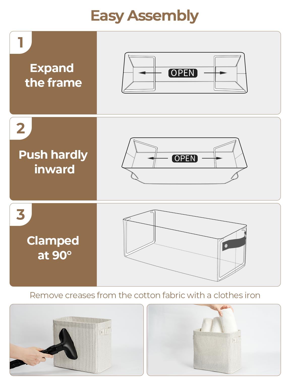 Storageworks Narrow Storage Bins, Small Baskets For Shelves, Long Narrow Storage Basket With Handles, Fabric Storage Bins For Ho