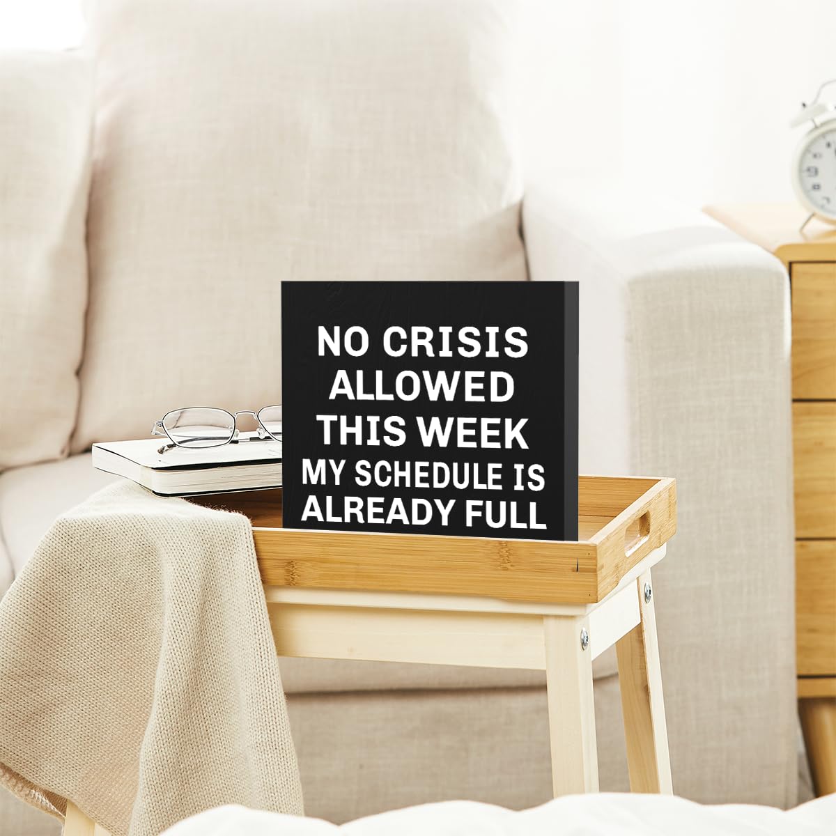 Black Boss Gifts for Women Men Boss Lady Manager Coworker Funny Home Office Desk Decor No Crisis Allowed This Week Sign 5 X 5 In