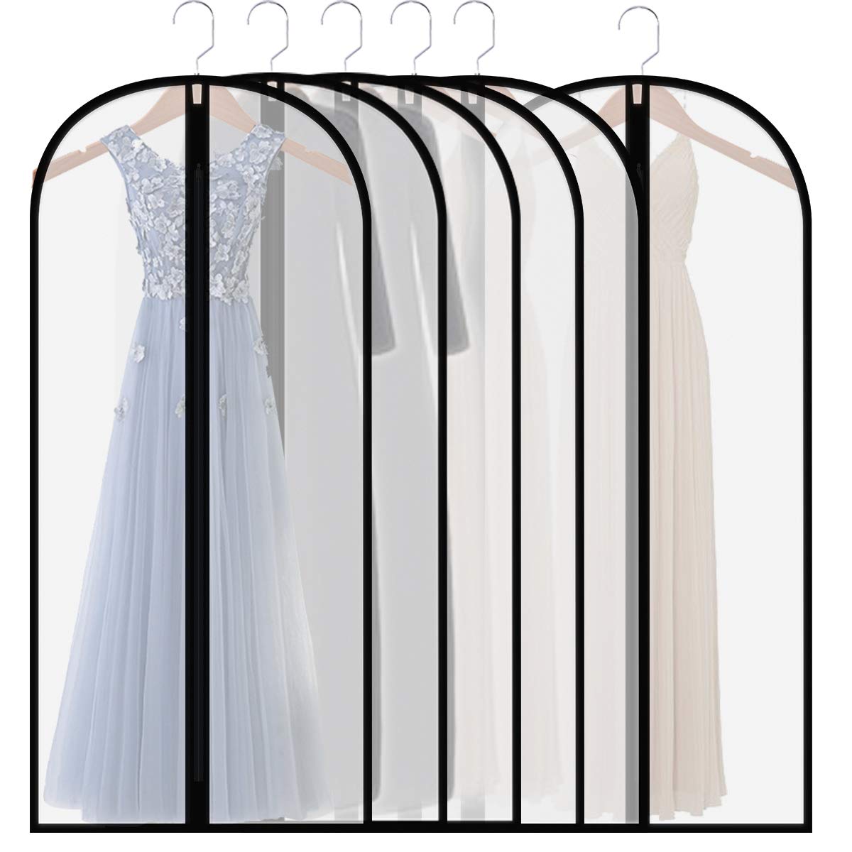 Homeminda Extra Long Dress Garment Bags 60In Clear Hanging Lightweight Breathable Dust Proof Cover With Study Full Zipper For St