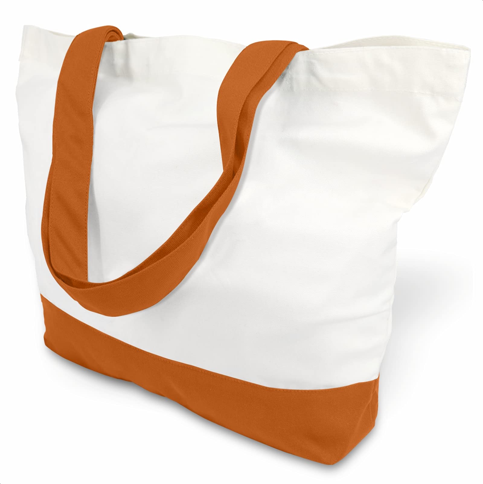 TOPDesign 1-Pack Super Strong Large 12oz Cotton Canvas Tote Bag, Reusable Grocery Shopping Cloth Bag, Fashionable Two-Tone Tote 