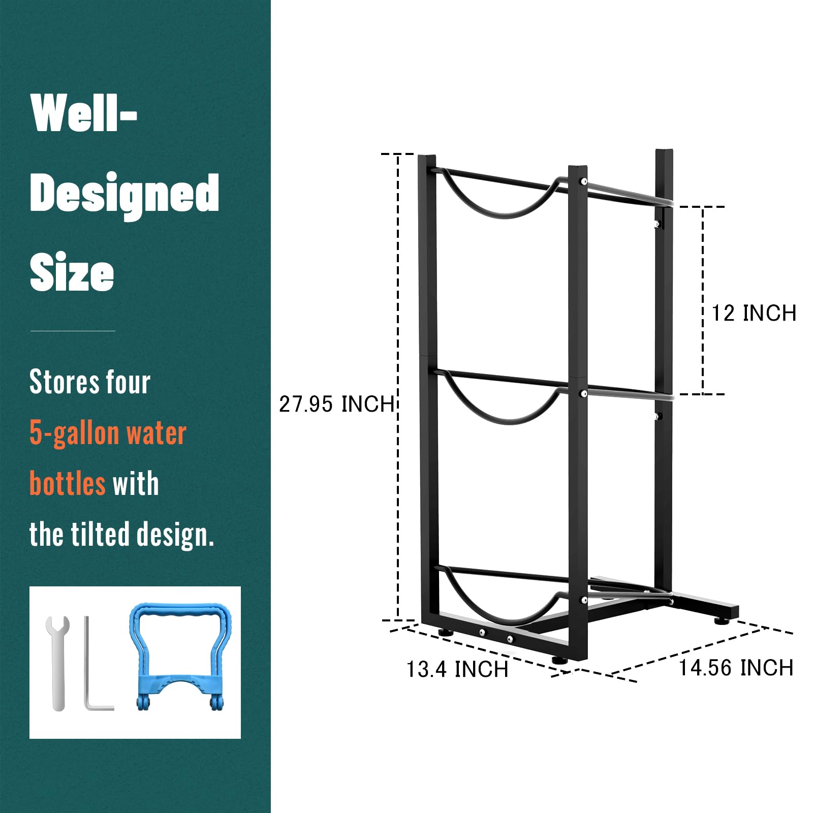 Mylolf Jug Rack Storage Holder: 4&5 Tier Stackage 5 Gallon Coller Water Bottle Organizer - 5 Gal Container Stand For Home Kitche