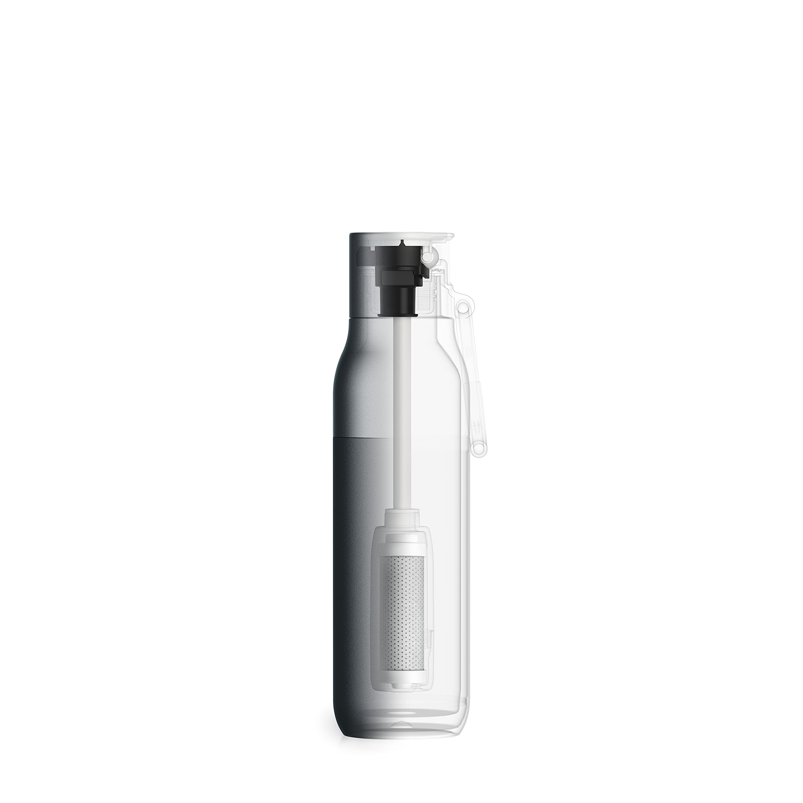 LARQ Bottle Filtered - Insulated Stainless Steel Water Bottle BPA Free with Nano Zero Technology and Long-Lasting Filters  Obsidian Black  17oz