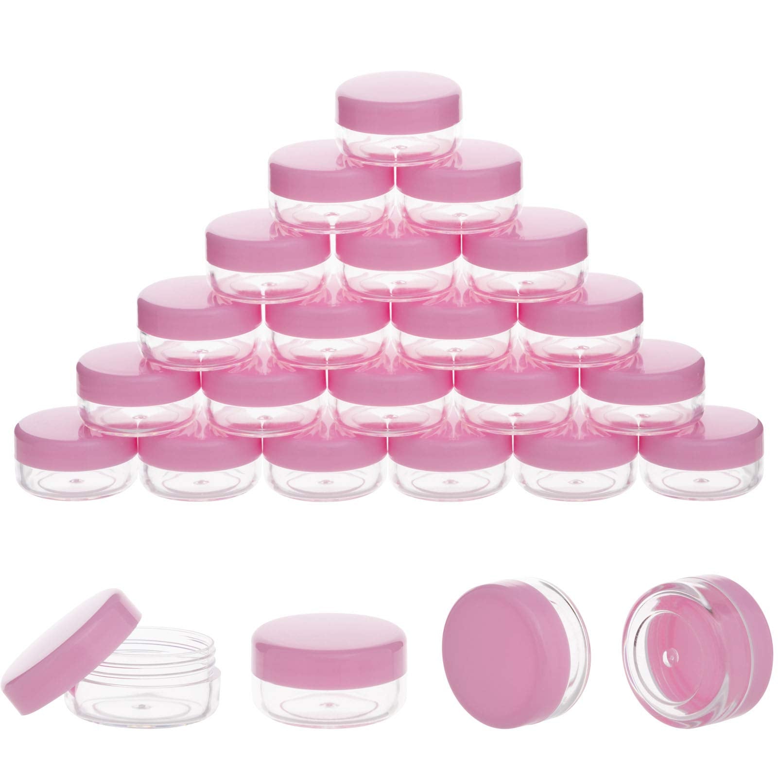 3 Gram Sample Containers With Lids, 25 Pieces Pink Sample Jars, Bpa Free Tiny Cosmetic Containers For Makeup, Lotion, Eye Shadow