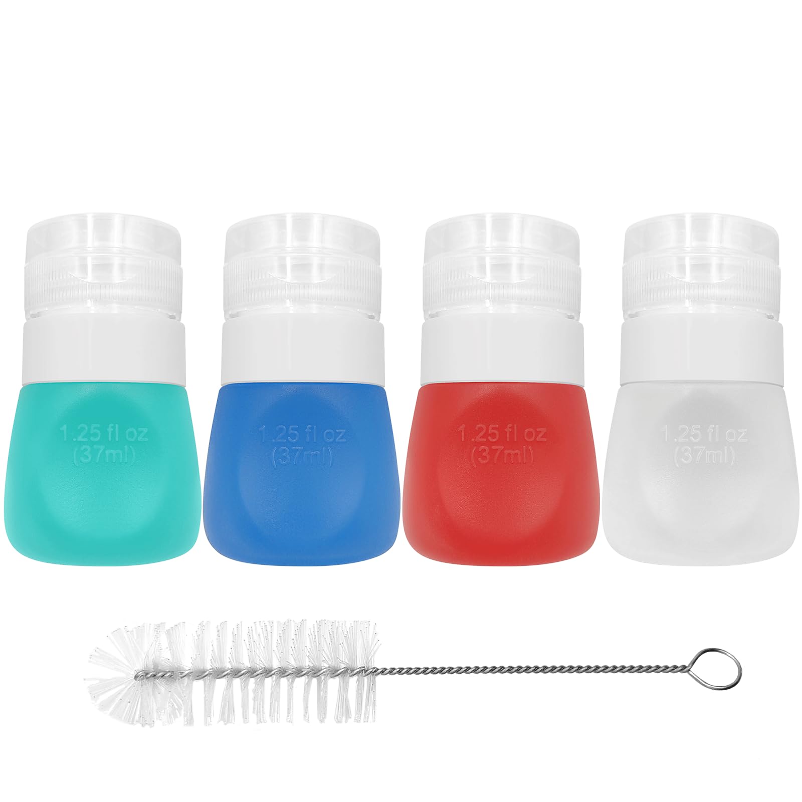 Squeeze Bottle Salad Dressing Container With Cleaning Brush, Dressing To Go For Lunch And Travel, Portable Sauce Leakproof Mini