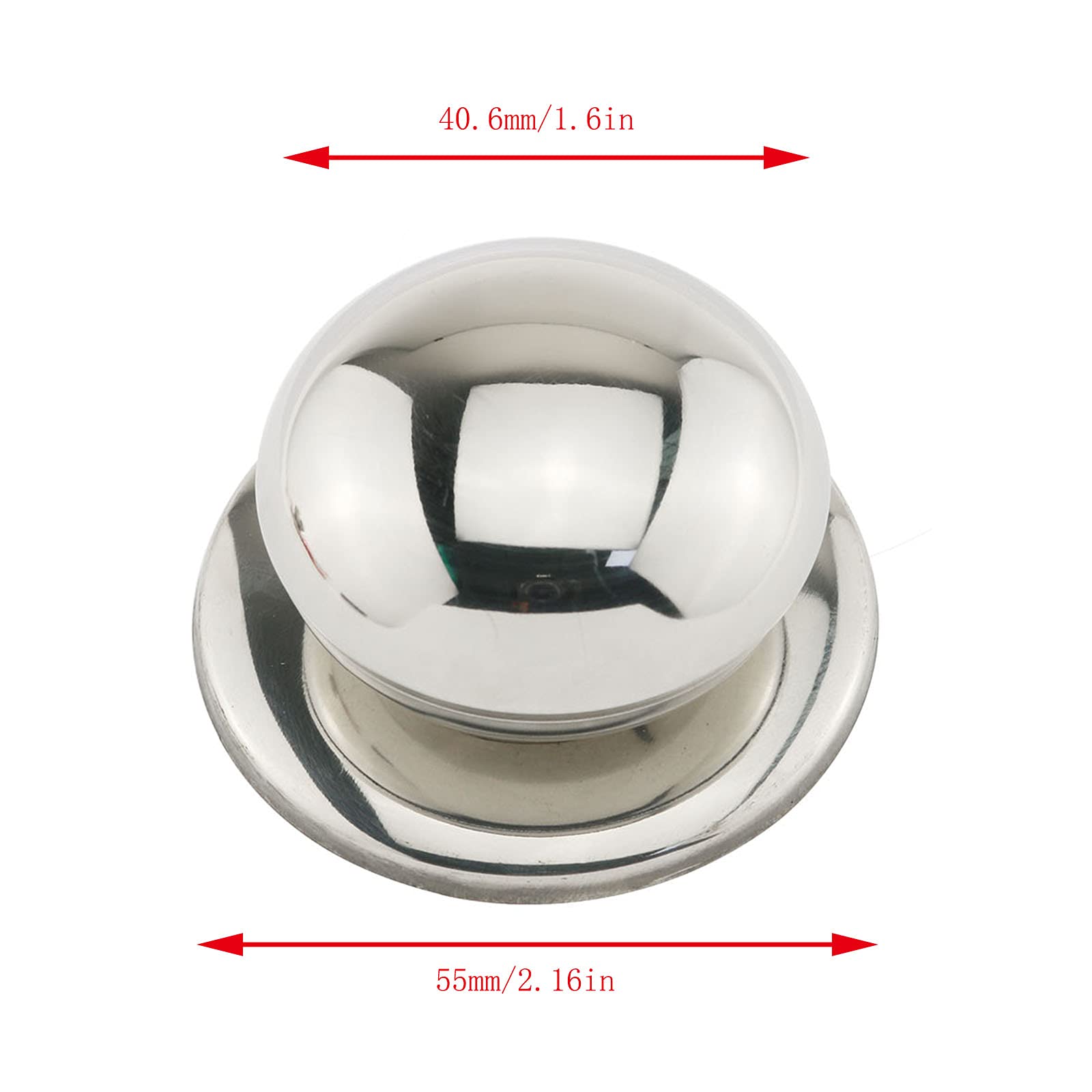 E-Outstanding Pot Cover Knob Handle 2Pcs 2.1 Inch Universal Stainless Steel Replacement Cookware Pan Pot Lid Handle Circular Han