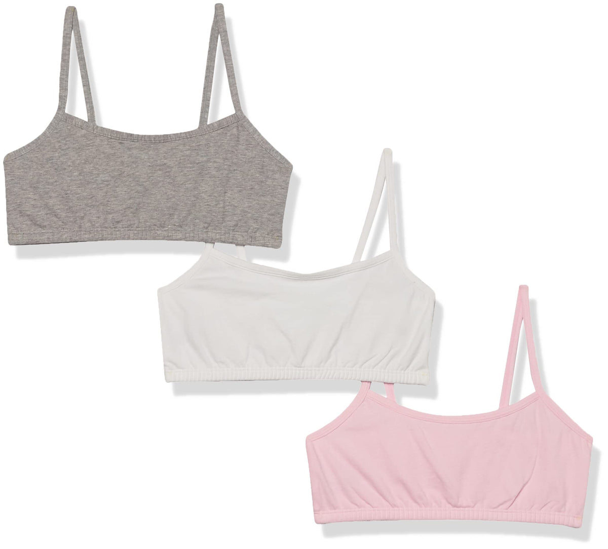 Fruit Of The Loom Girls Cotton Spaghetti Strap Sport Bra, Bittersweet Pinkheather Greywhite, 38
