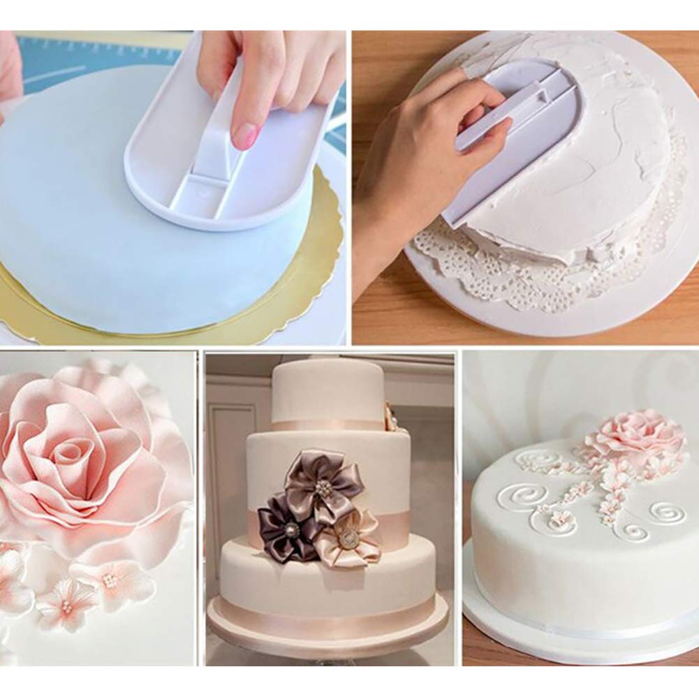 Gshllo 2 Pcs Plastic Fondant Icing Smoother Polisher Icing Scraper Paddle Tool For Cake Decoration