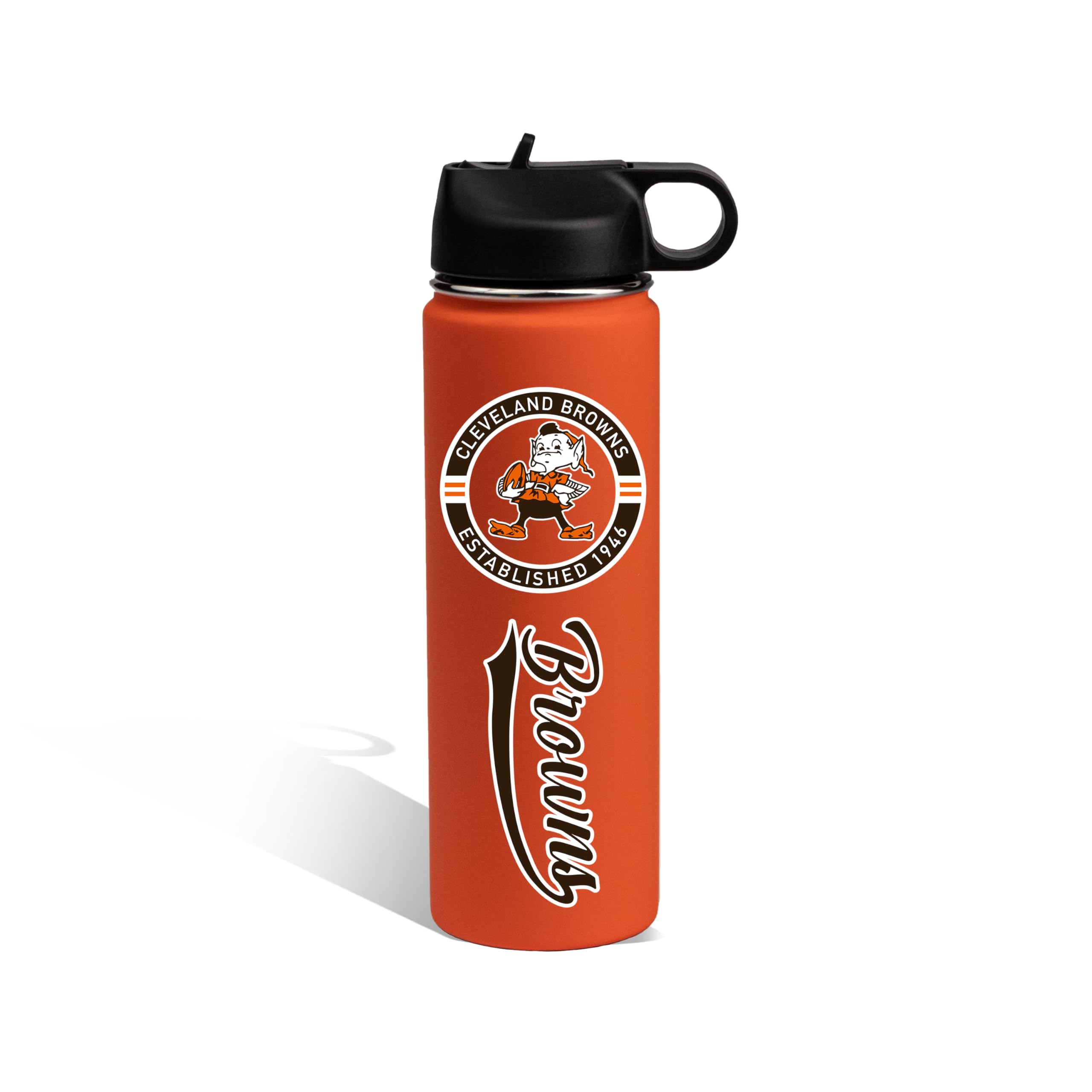 The Memory Company Officially Licensed 22oz Rubberized Water Bottle, Cleveland Browns