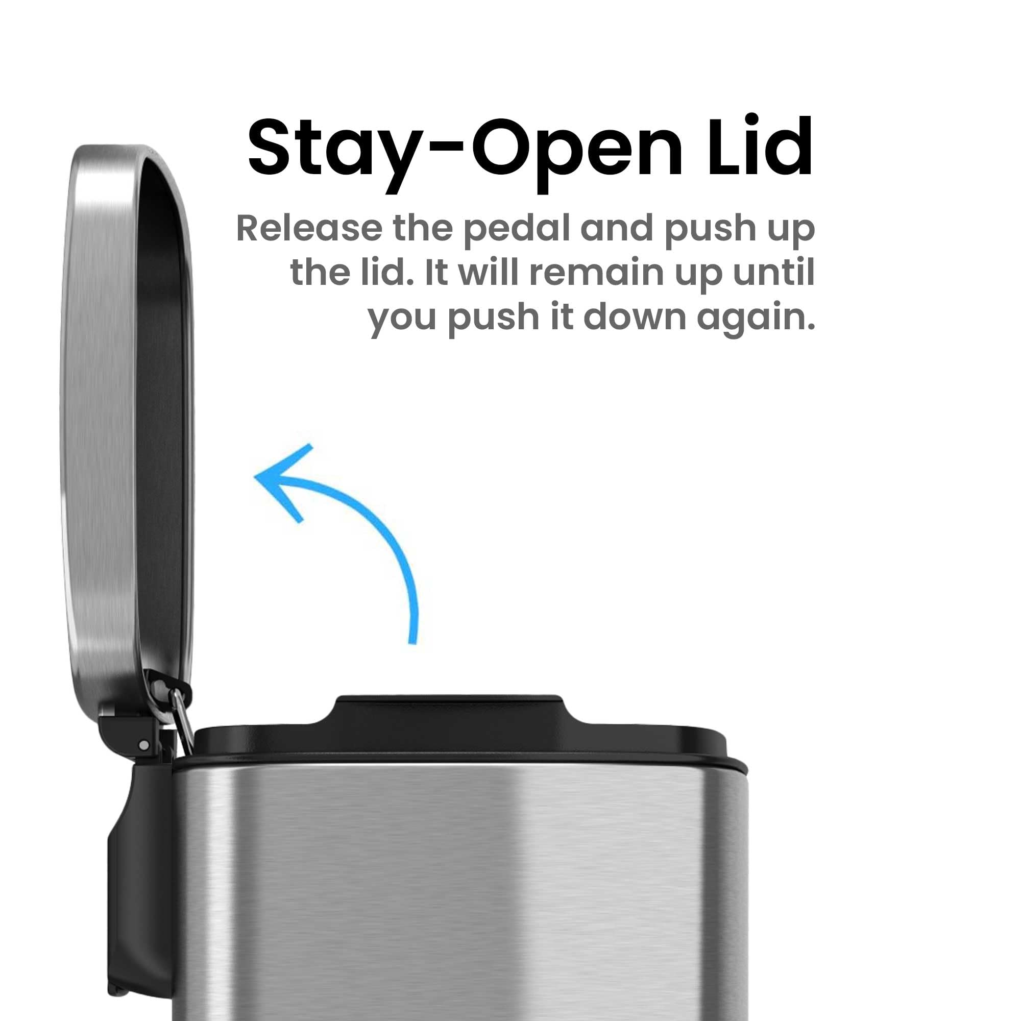 iTouchless SoftStep 1.32 Gallon Small Bathroom Stainless Steel Step Trash Can  5 Liter Pedal Bin  Removable Inner Bucket  Soft and Silent Open and Close