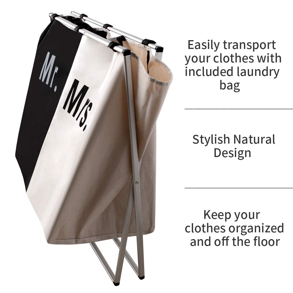 Nicesail Laundry Hamper 2 Section For Husband&Wife Parents Or Couple, Clothes Basket Laundry Wedding Gift, Washing Storage Baske