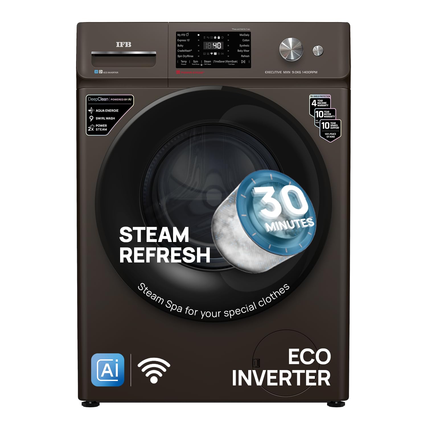 Ifb 9 Kg 5 Star, Deepclean Technology, Ai Powered, Wifi, Fully Automatic Front Load Washing Machine (Executive Mxn 9014K Cms, Po