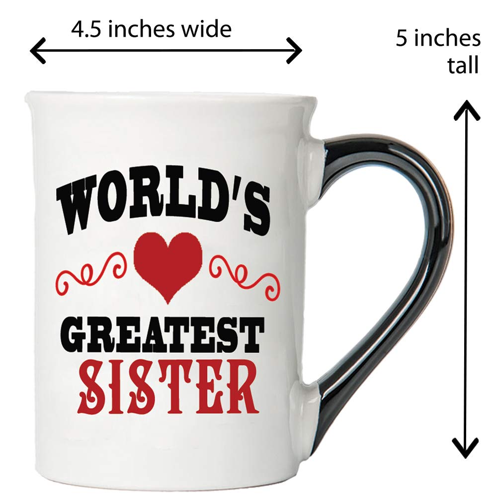 Cottage Creek World's Greatest Sister Mug, Large 16oz. Ceramic Sister Coffee Mug