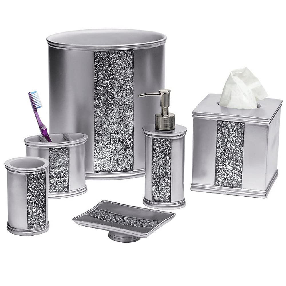 Zahari Home Sinatra Tissue Box Cover Square Tissue Holder For Bathroom Bedroom Living Room, Silver