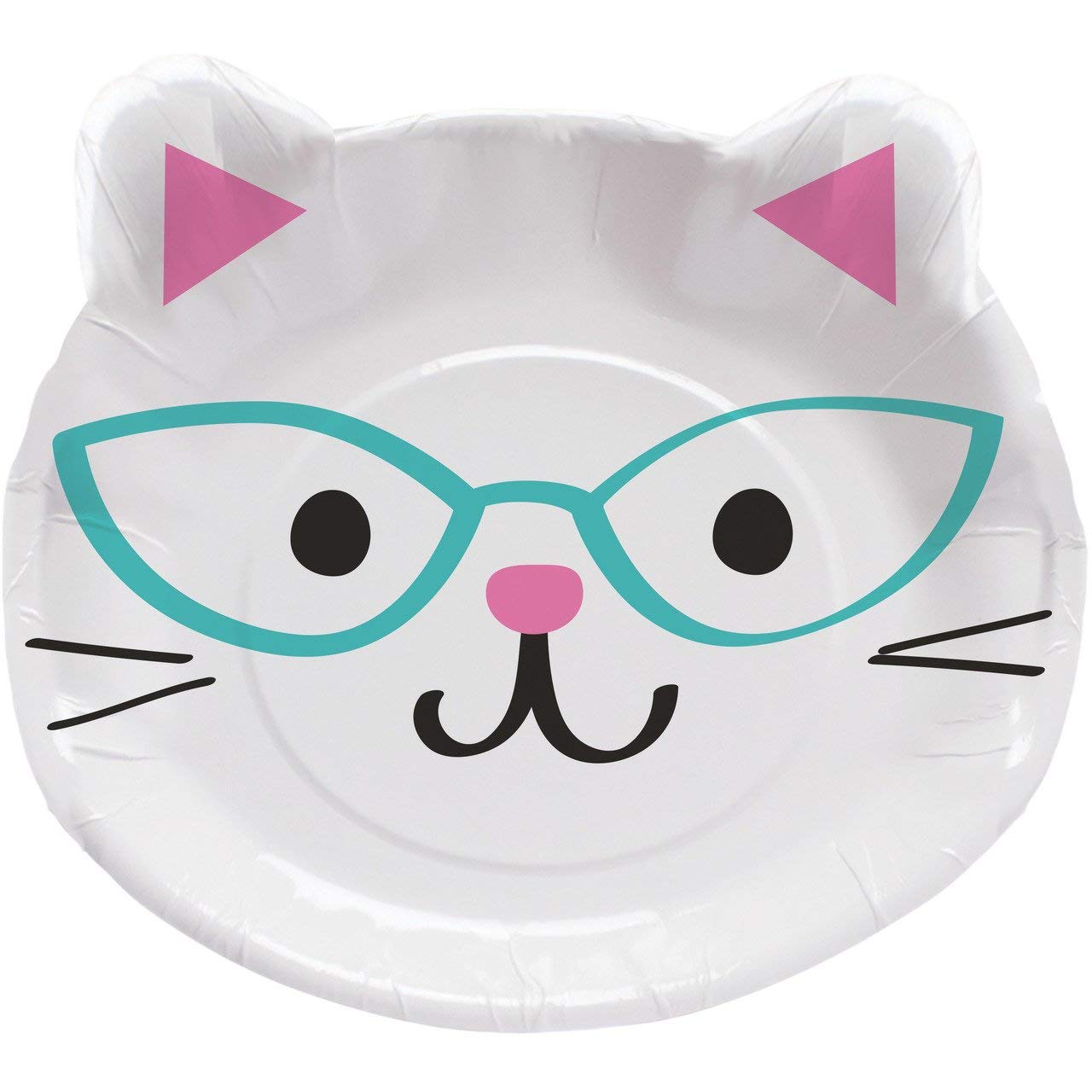Creative Converting 328704 Cute Cats Shaped Paper Dinner Plates - 8 Pcs Multicolor, 8'' X 9''