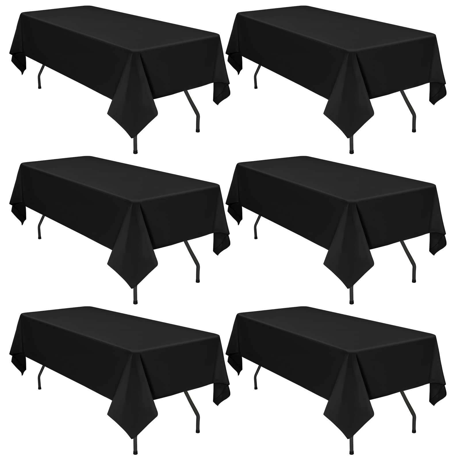 Pesonlook 6Pack Black Polyester Tablecloths 60 X 126 Inch For 8Ft Rectangle Tables Polyester Table Cover Stain And Wrinkle Resis