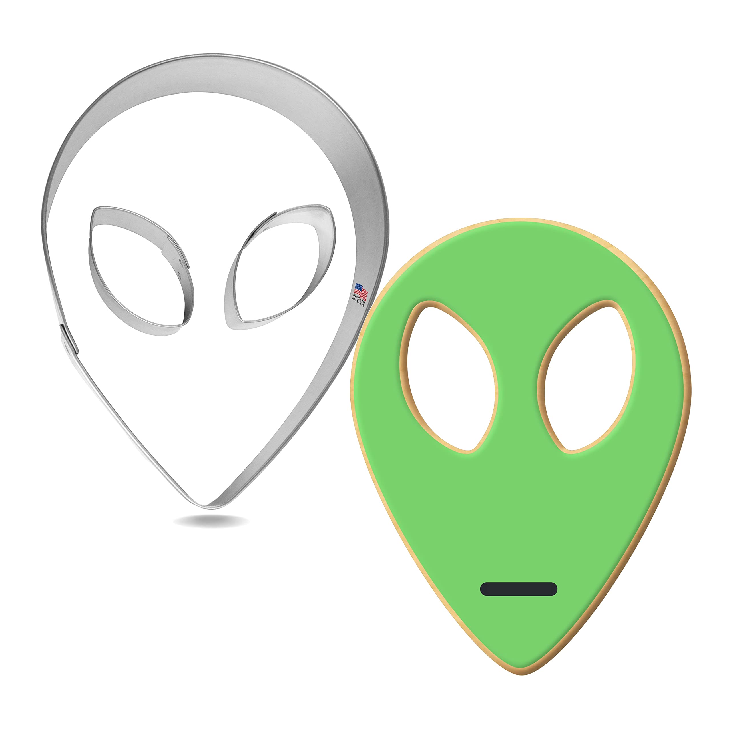 Alien Head With Eyes Cookie Cutter 3 Pc Set B1245 - Foose Cookie Cutters - Usa Tin Plated Steel