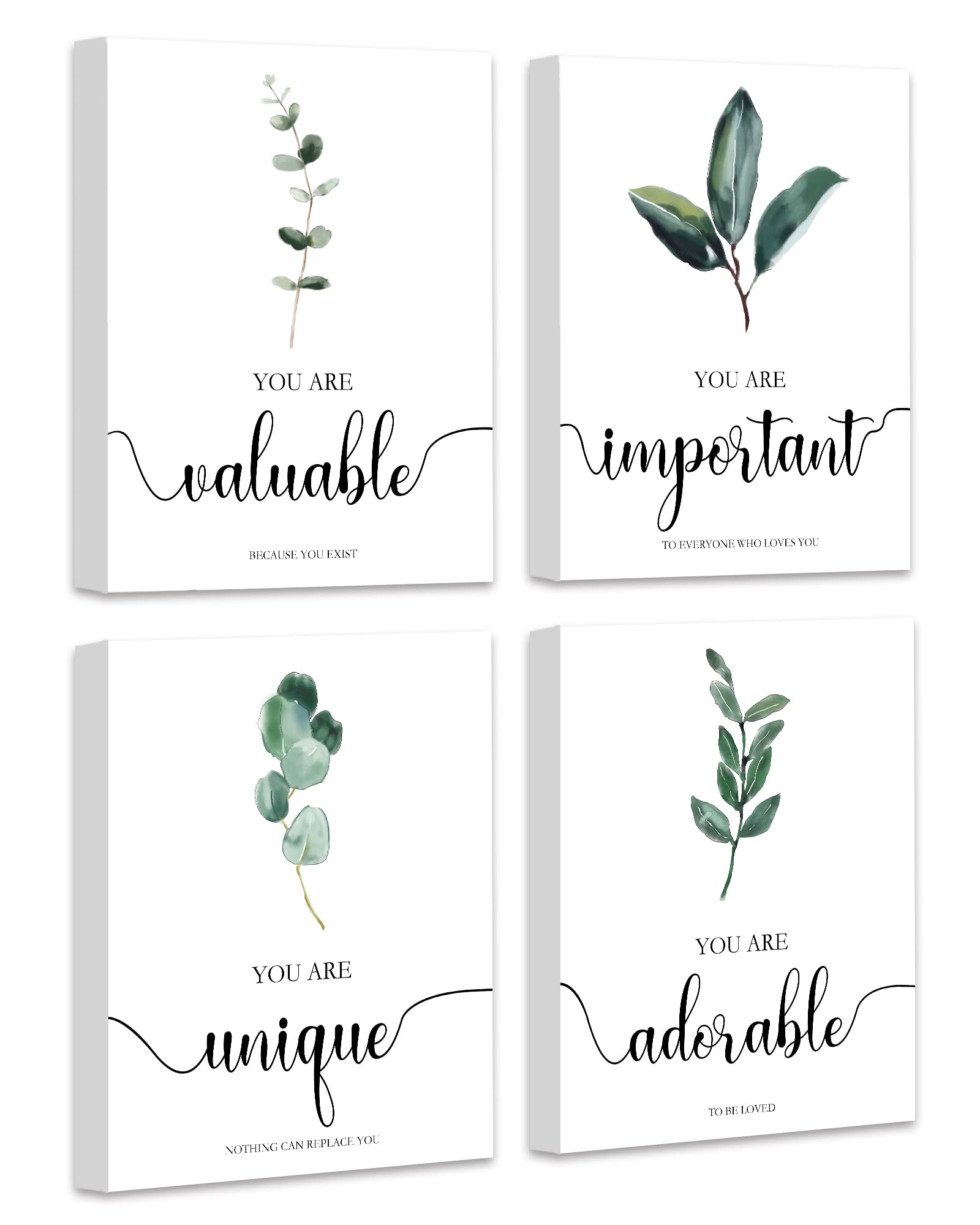 Framed Motivational Wall Art, Inspirational Quote Wall Art, Boho Botanical Leaf Wall Decor, Office Study Living Room Bedroom Dec