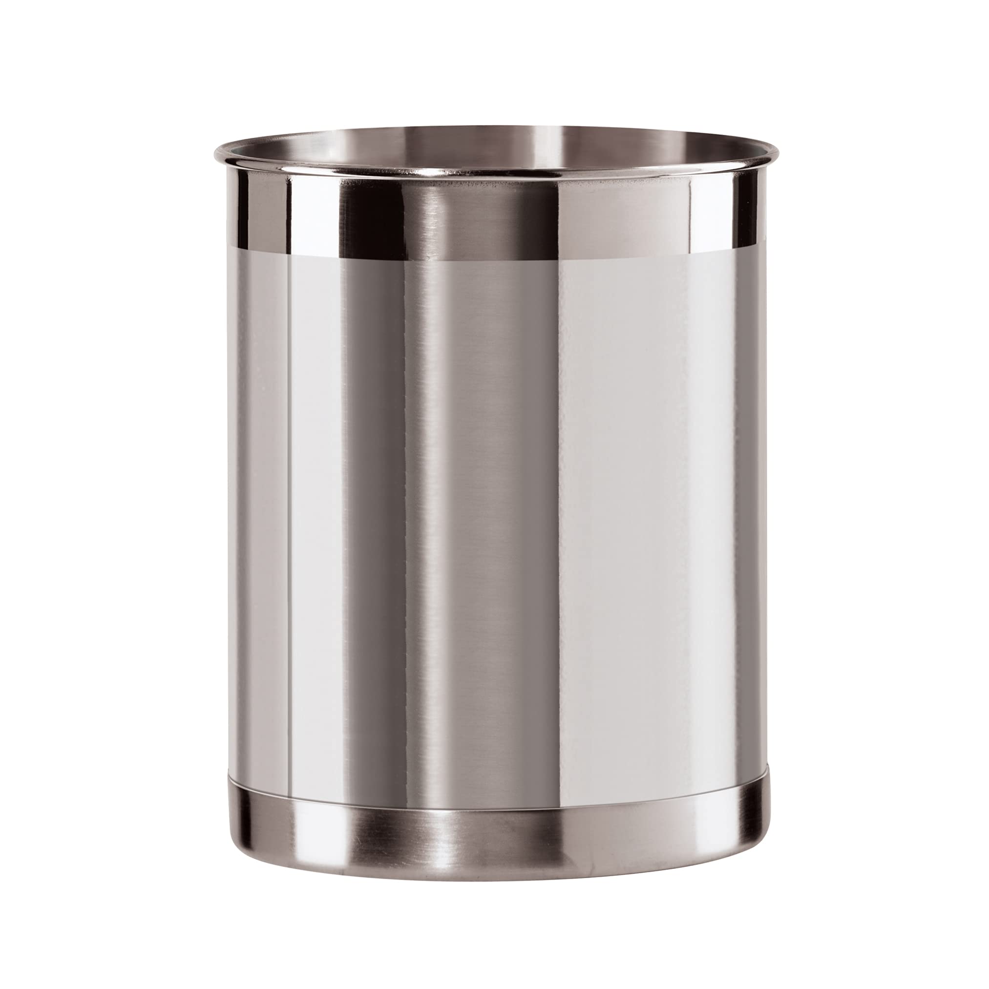 Oggi Stainless Steel Utensil Holder - 5'' Diameter, Utensil Caddy, Weighted Base For Stability - Larger-Sized Utensil Crock And