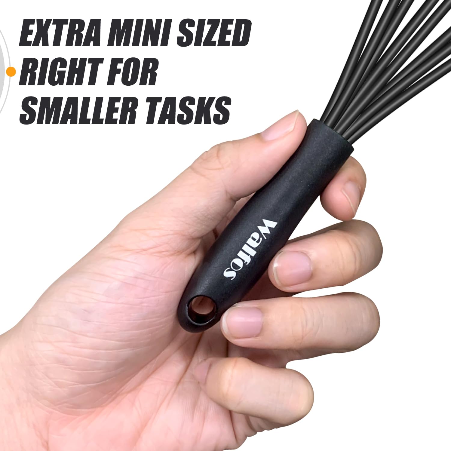 Walfos Whisk 5+7Inch Mini Whisk,Silicone Whisk Non Scratch Heat Resistant (480F). Nice For Stirring Individual Eggs And Mixing S