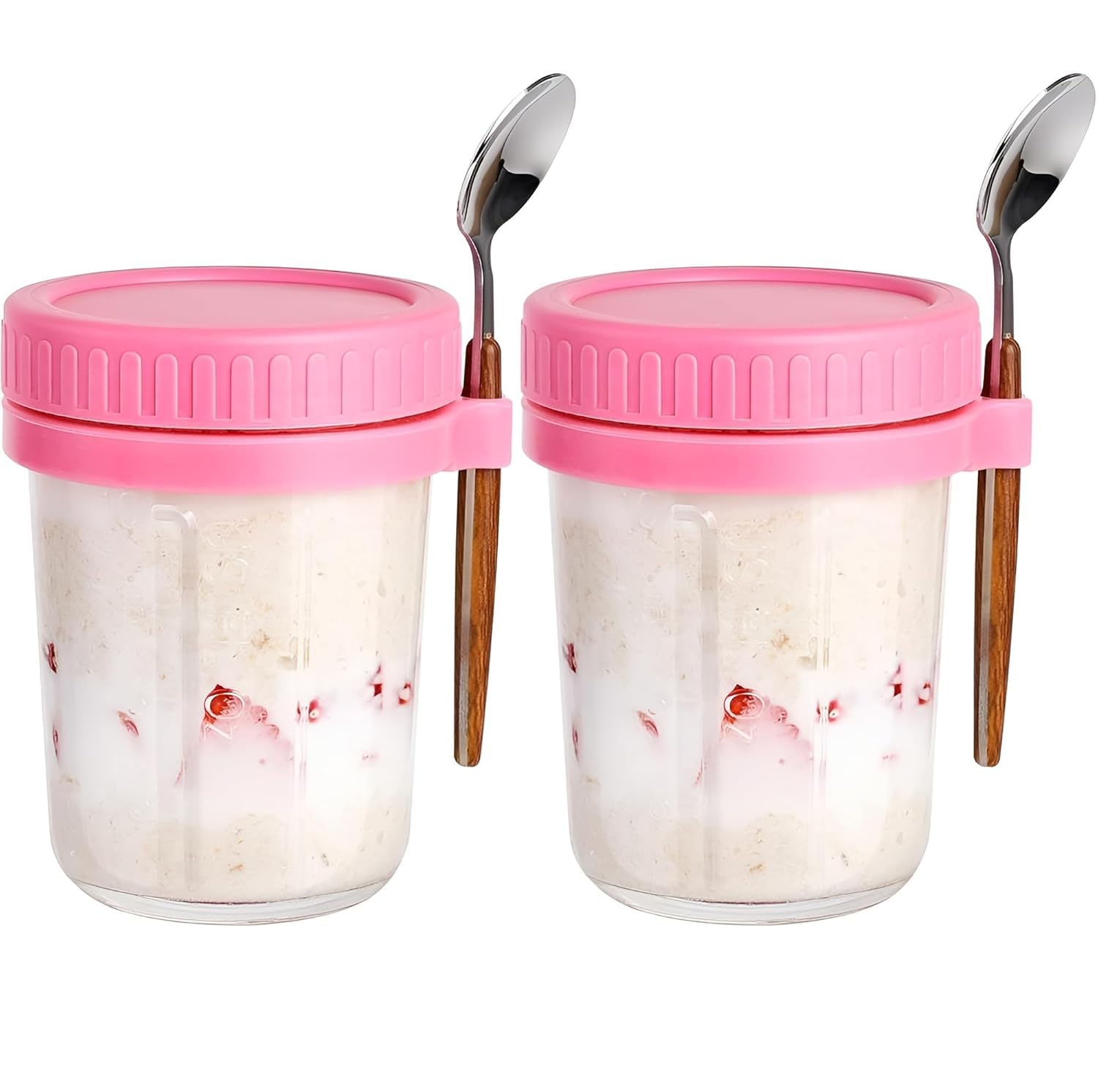 Hungyan Oats Containers With Lids And Spoons 350 Ml Glass Mason Jars For Overnight Oats Leak Proof Oatmeal Container Great For C