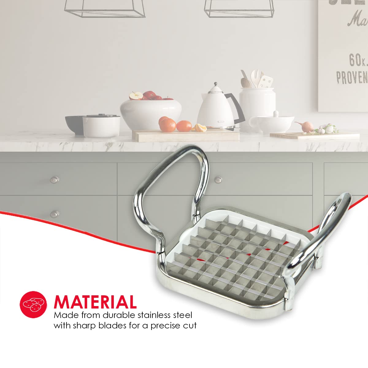 French Fry Cutter By Home Basics  French Fry Cutter Stainless Steel French Fry Slicer  With Easy Grip Handles Silver