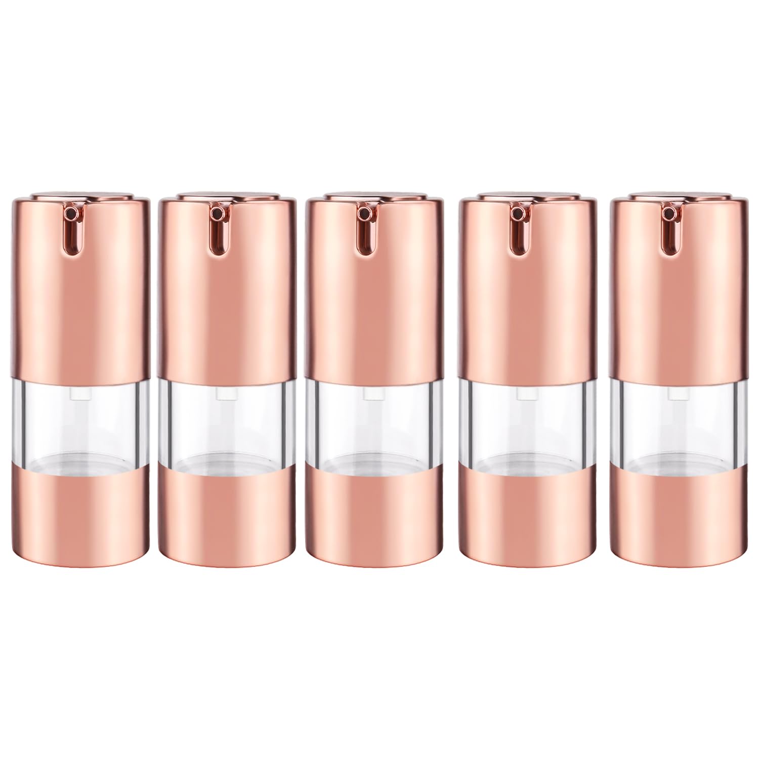 5 Pack Airless Pump Bottles Empty Cosmetic Cream Pump Bottle Travel Vacuum Bottle Refillable Cosmetic Containers Makeup Pump Dis