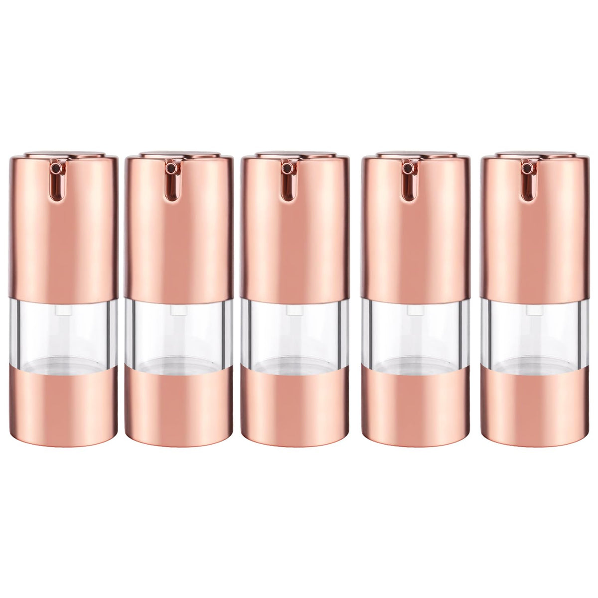 5 Pack Airless Pump Bottles Empty Cosmetic Cream Pump Bottle Travel Vacuum Bottle Refillable Cosmetic Containers Makeup Pump Dis