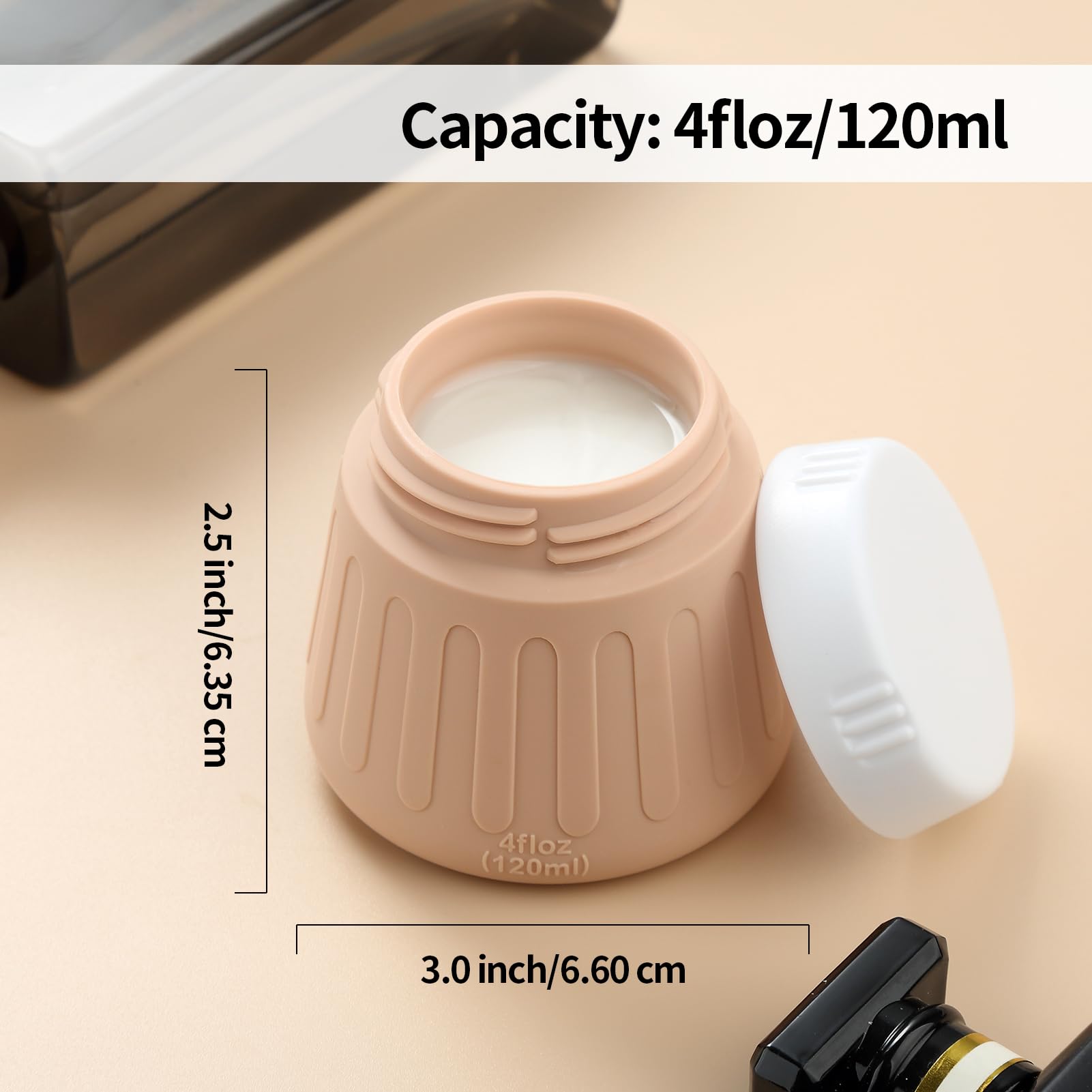 Gemice 4 Oz Travel Size Containers For Toiletries, Leak-Proof Silicone Slime Jars With Lids, Bpa Free Small Round Cosmetic Slime
