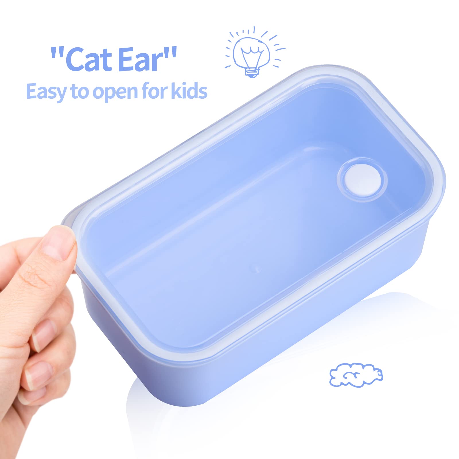 Genteen Bento Box For Kids, Kids Lunch Box With 3 Removable Compartments, Toddler Baby Lunch Box For Daycare, School, Leak-Proof