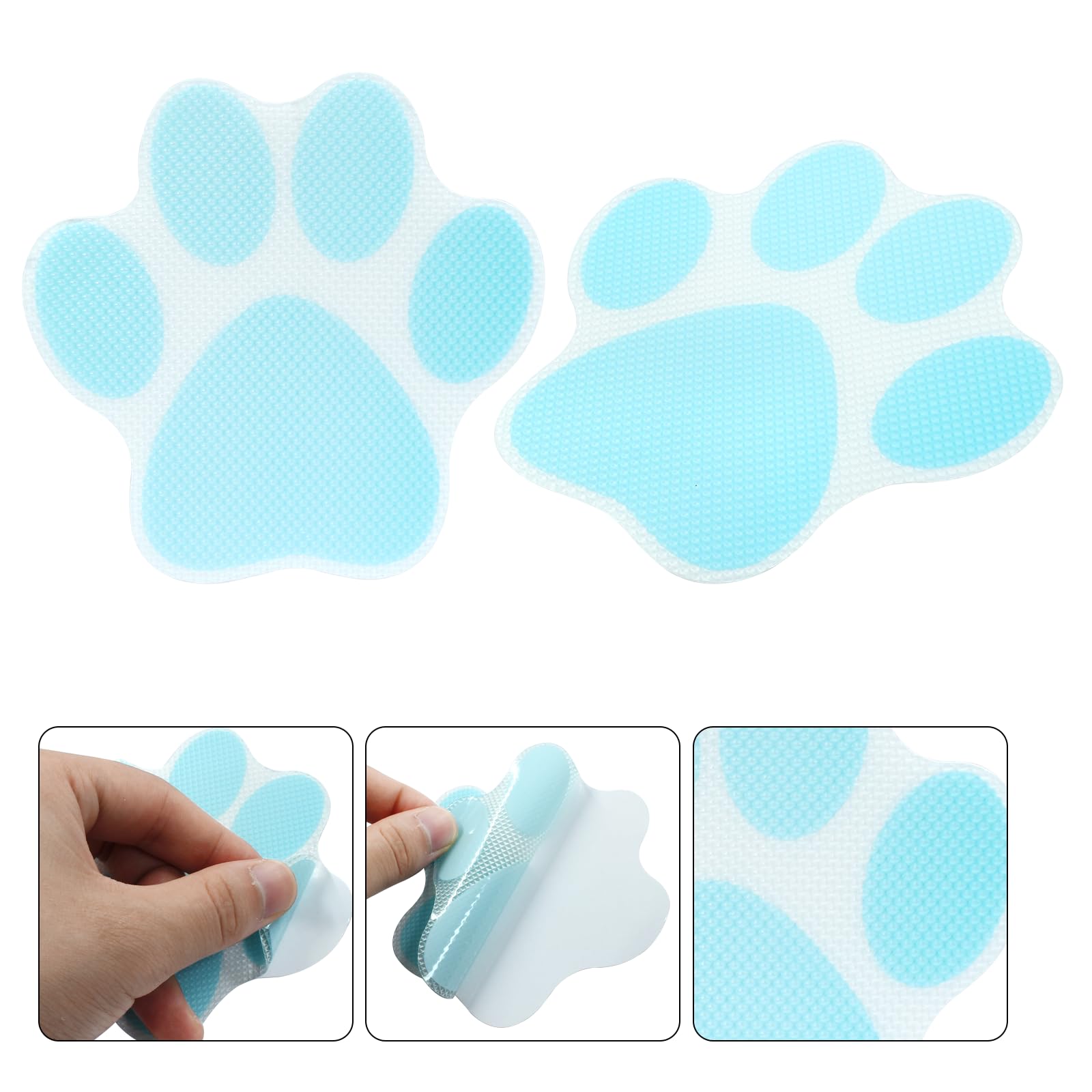 Coufce 20 Pcs Non Slip Bathtub Stickers Blue Paw Print Adhesive Decals Sea Shell Shape Shower Stickers For Floor, Ladders, Bath