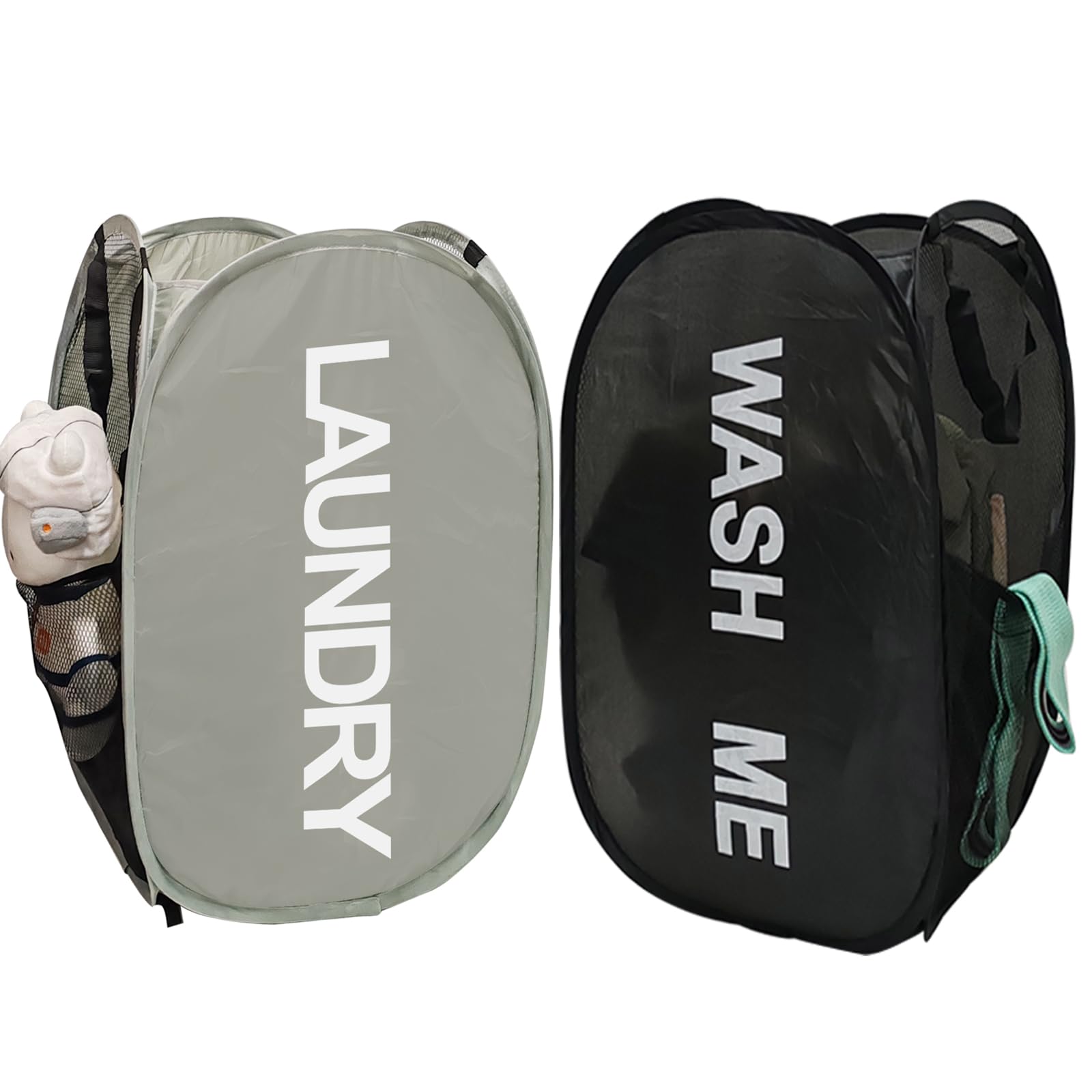 Aplter Collapsible Mesh Pop Up Laundry Hamper 2Pack Foldable Laundry Basket For Clothing, Stuffed Animals, Towels, For Kids Room