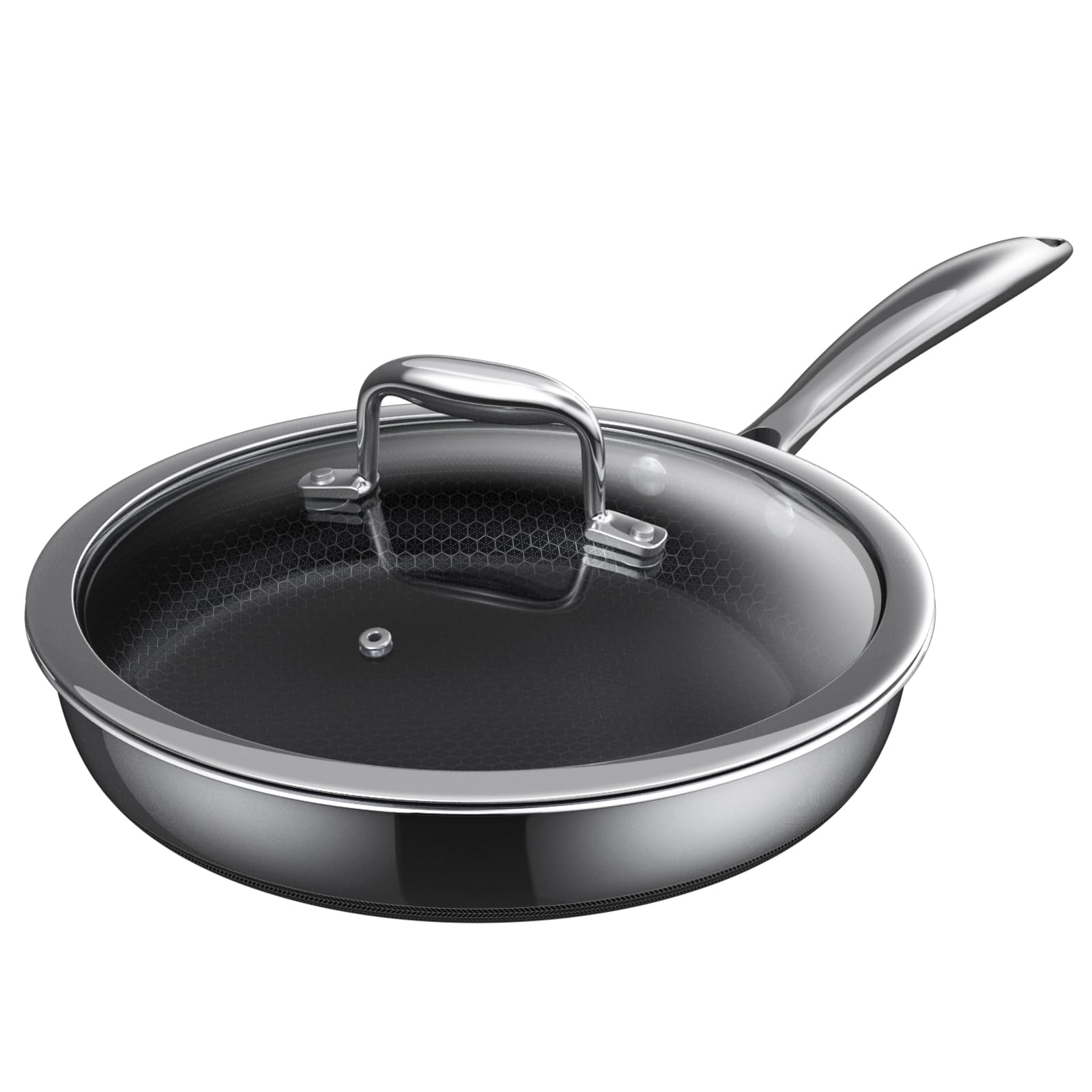 Momostar Nonstick Frying Pan 10-Inch, Hybrid Stainless Steel Cookware Pan With Stay-Cool Handle, Dishwasher & Oven Safe, Inducti