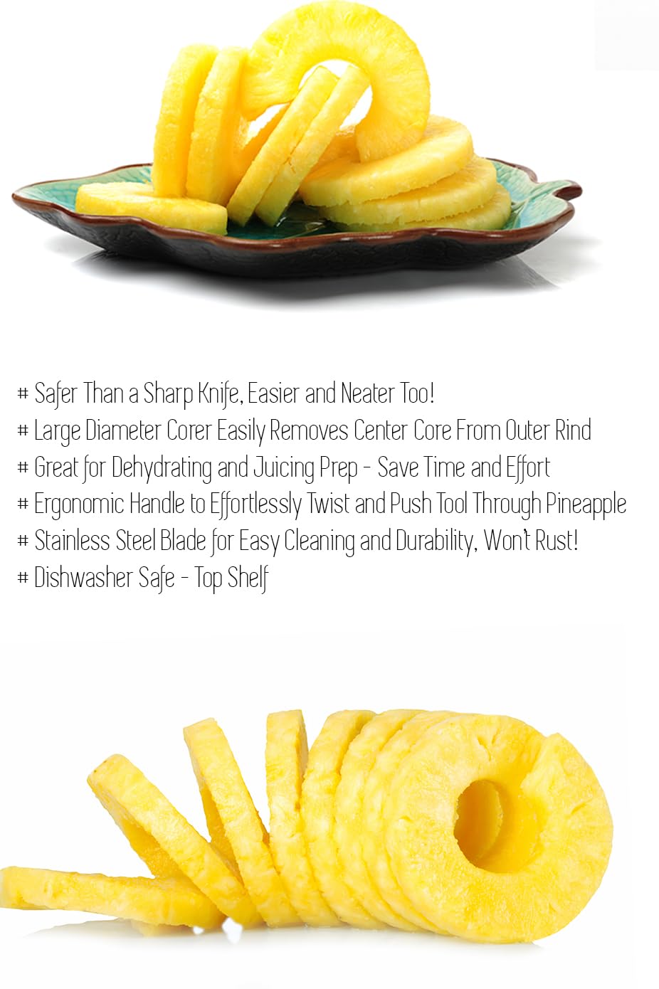 2 Pack Pineapple Slicers Corer Tools Stainless Steel Remove Peel Cut