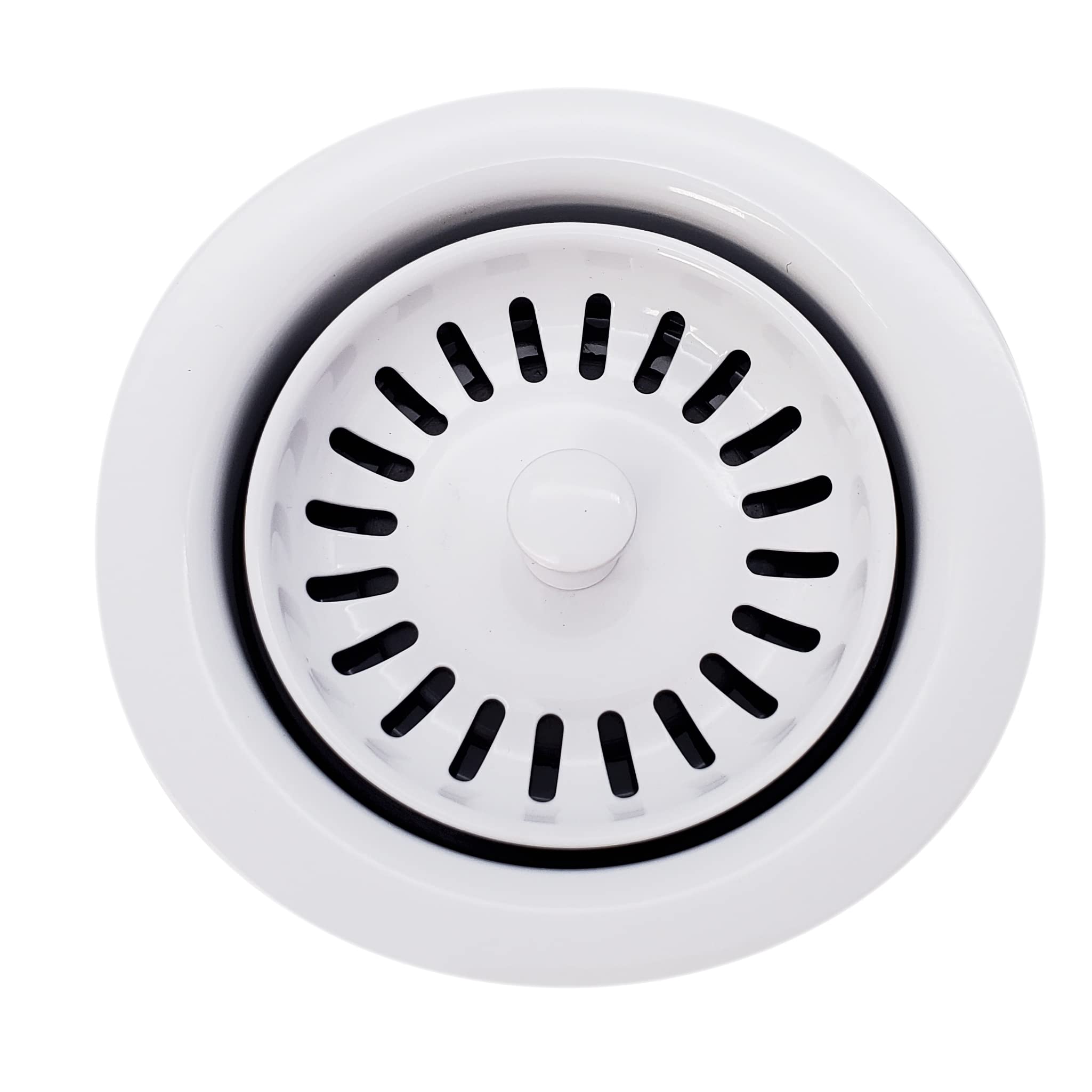 Westbrass D2082S-50 3-1/2'' Extra-Deep Collar Kitchen Sink Waste Disposal Flange & Strainer Stopper, Powder Coat White