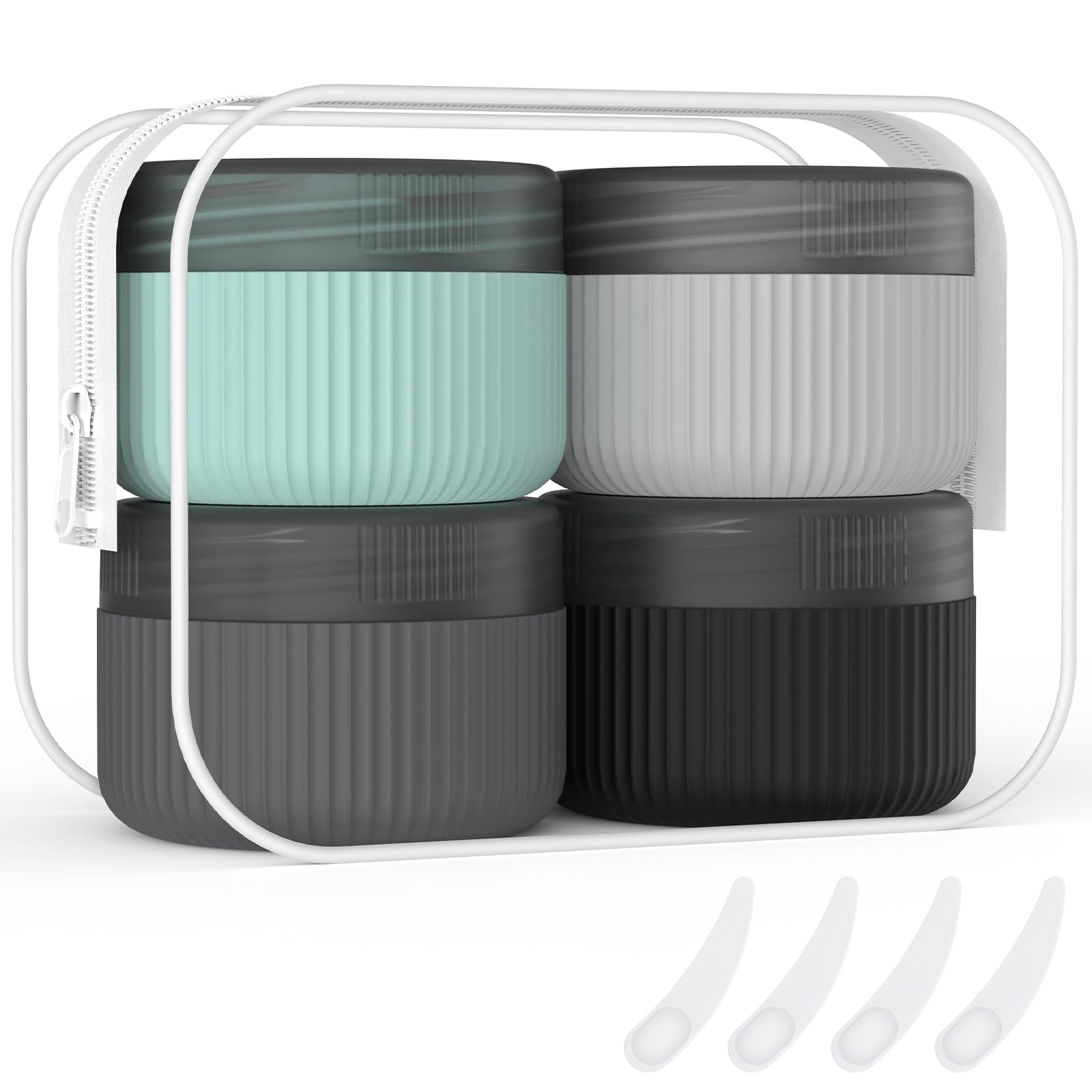 Me.Fan Travel Containers For Toiletries, Tsa Approved 1.5 Oz Silicone Cream Jars, Leak-Proof Travel Size Containers, Travel Acce