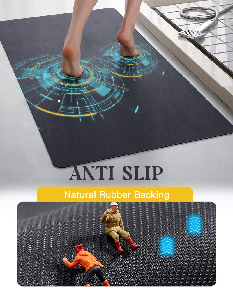Montvoo-Bath Mat Rug-Natural Rubber Non Slip Quick Dry Super Absorbent Thin Bathroom Rugs Fit Under Door-Washable Bathroom Floor