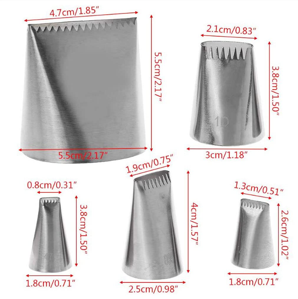 Roseflower 4 Pcs Large Piping Tips Set - Grade Stainless Steel Big Piping Nozzles Kit For Pastry Cupcakes Cakes Cookies Decorati