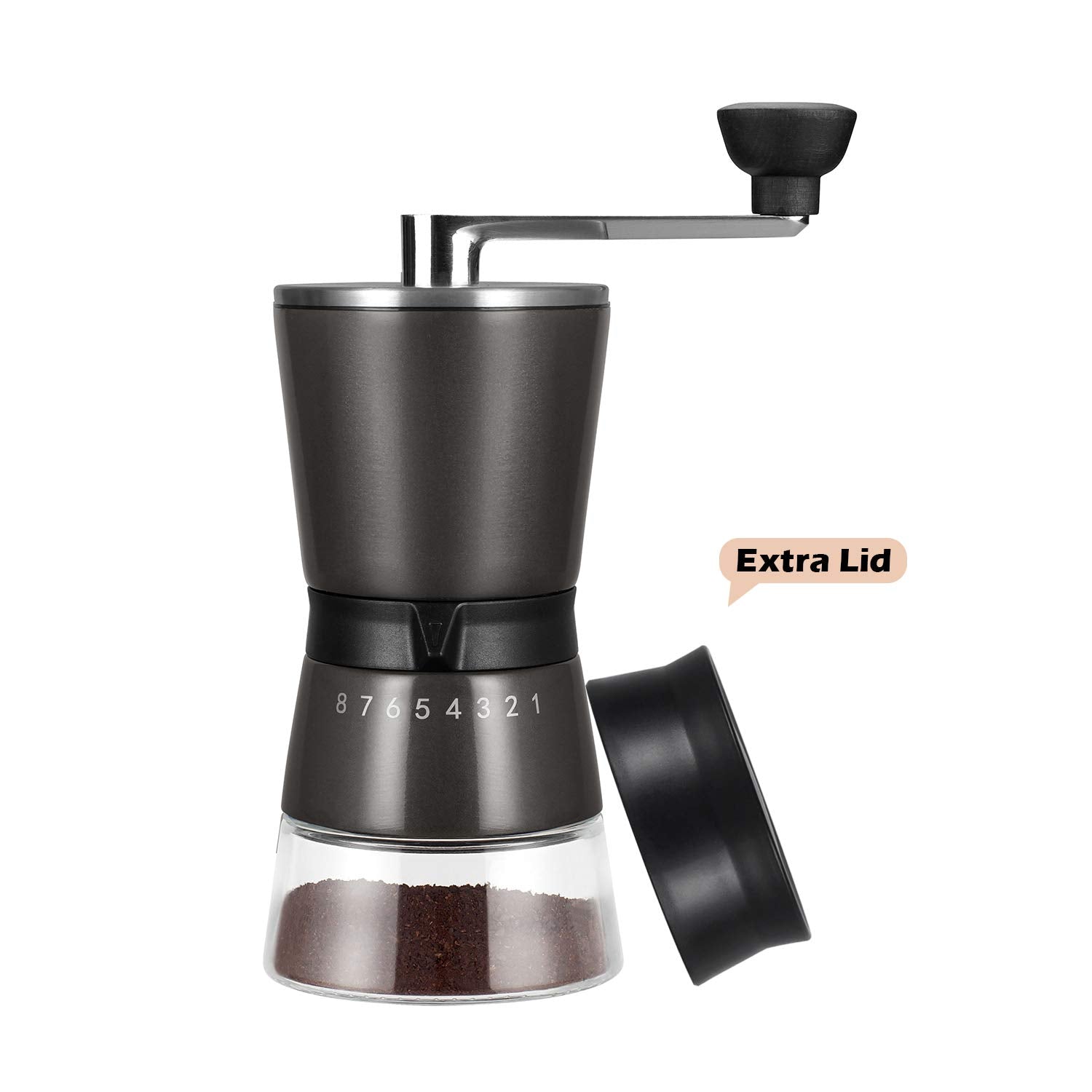 Manual Coffee Grinder  Green Hand Coffee Bean Grinder With Conical Ceramic Burrs  Portable Hand Crank Extra Bonus Cap