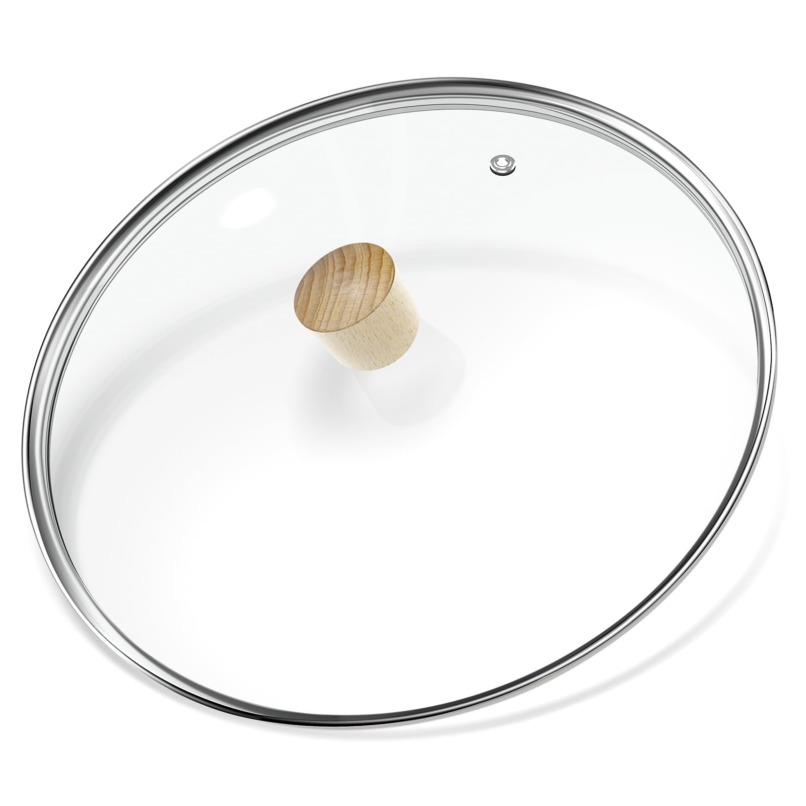 14 inch Tempered Glass Lid, CUKISIKUC Wok Frying Pan and Pots Round Replacement Cover for Skillet Cookware, Wooden Knob, 36CM(35