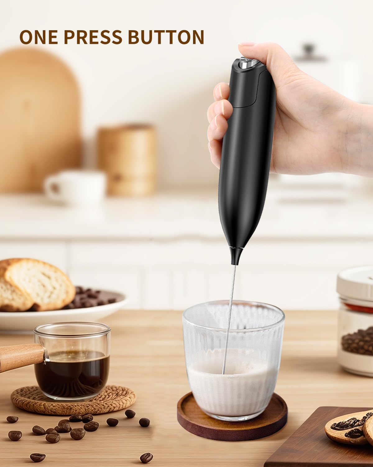 Circle Joy Milk Frother Hanheld, Electric Coffee Frother, Battery Operated Hand Frother Wand Drink Mixer Mini Foamer For Matcha