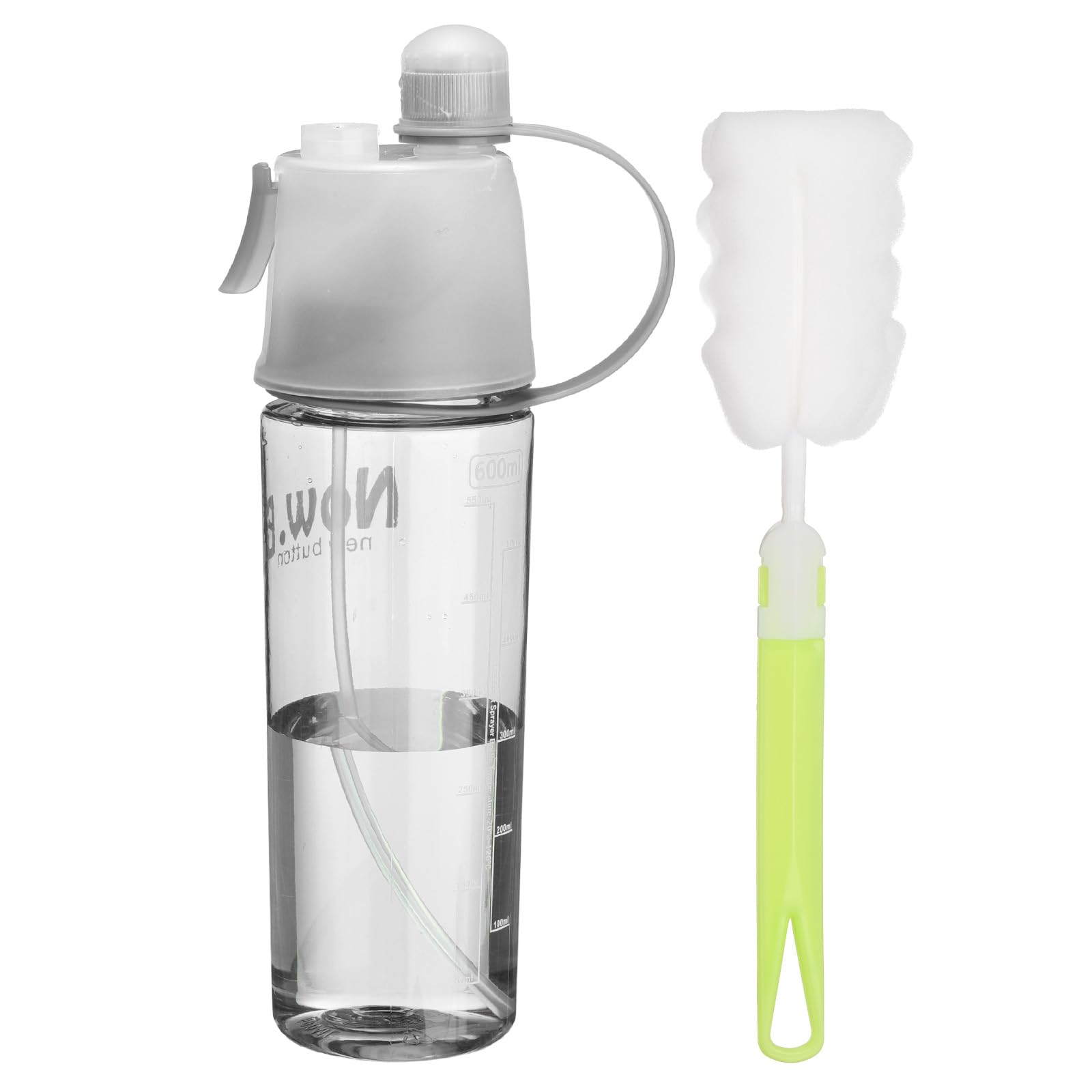 HARFINGTON Misting Water Bottle 20 oz Leakproof Lightweight 2 in 1 Mist & Sip Sports Water Bottle with Clearing Brush for Gym Ca