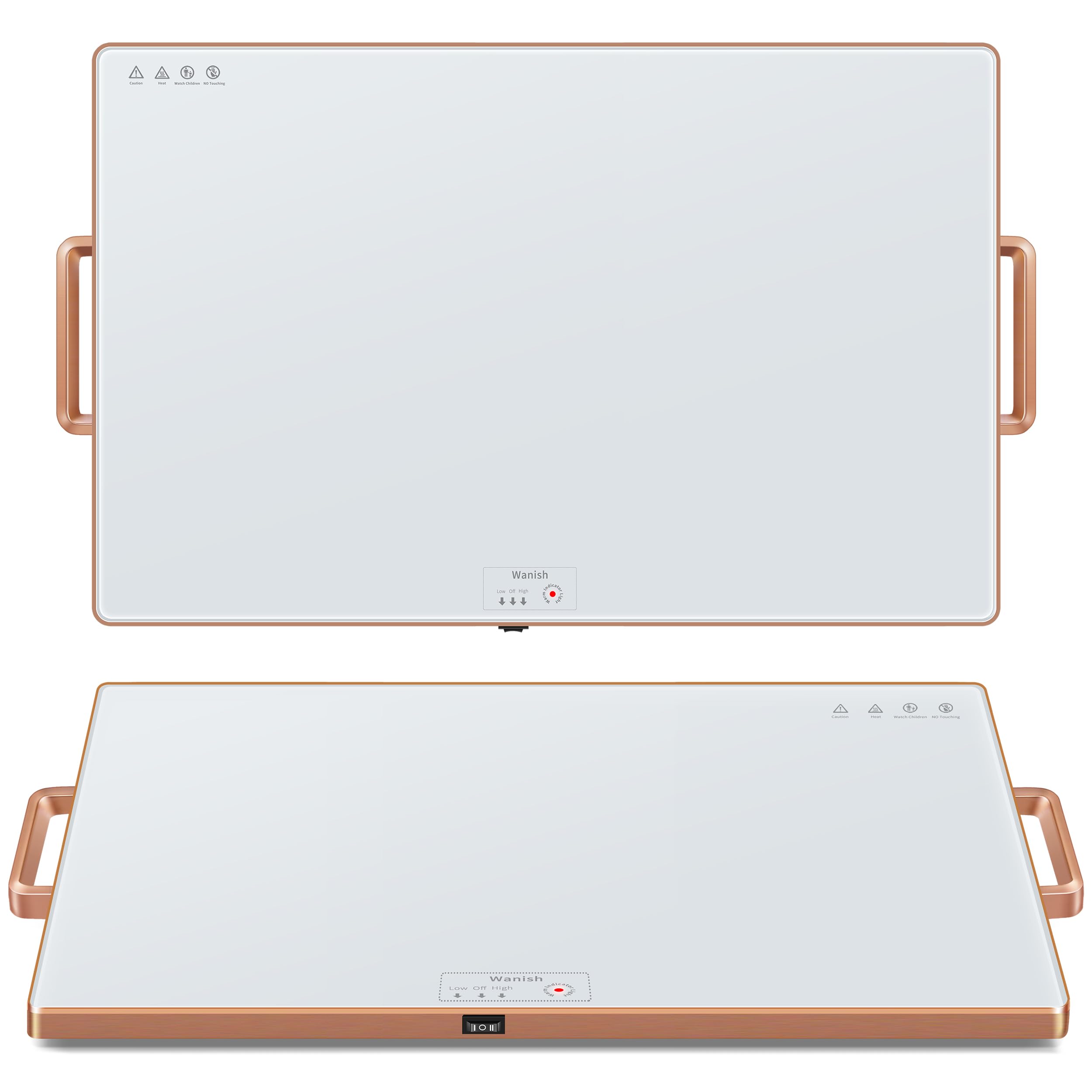 Electric Warming Tray (XXL 32   x18   ),Food Warmers for Parties Buffet with Thermostat&Full Surface Heating,Tempered Glass Warm