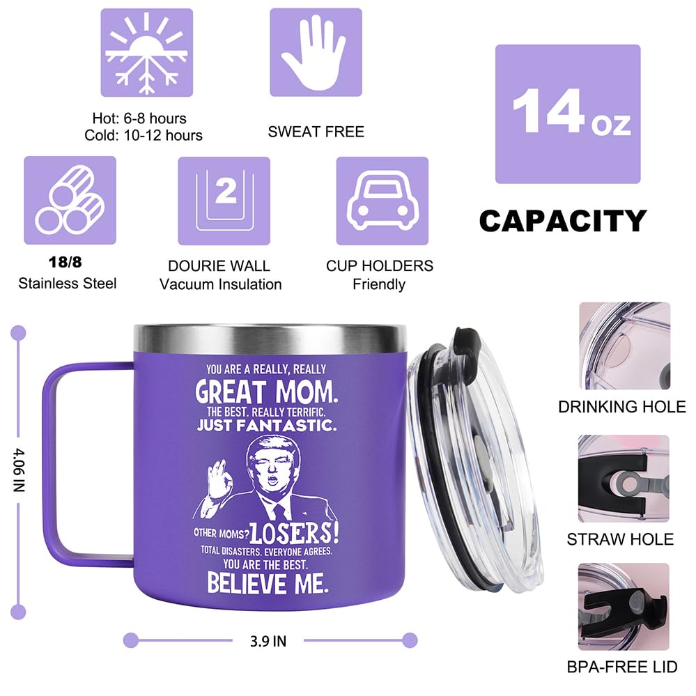 QTDS Funny Mothers Day Gifts for Mom Gifts From Son Daughter Kids - Mom Coffee Mug Cup, Great Mother Gifts for Mom Birthday Gift